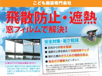 飛散防止・遮熱フイルム張り